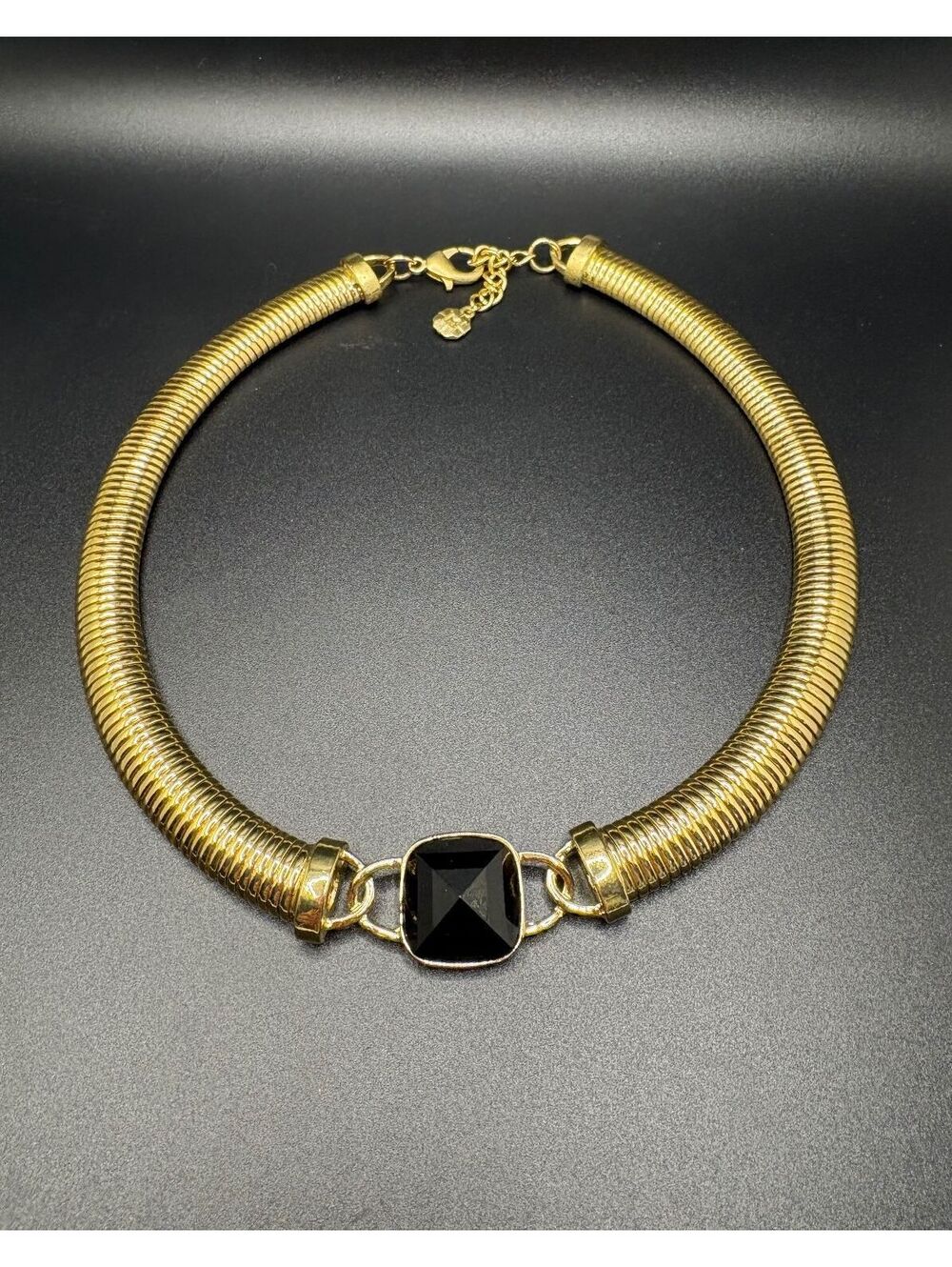 Vintage Monet Gold-Tone Tubogas Omega Collar Choker Necklace